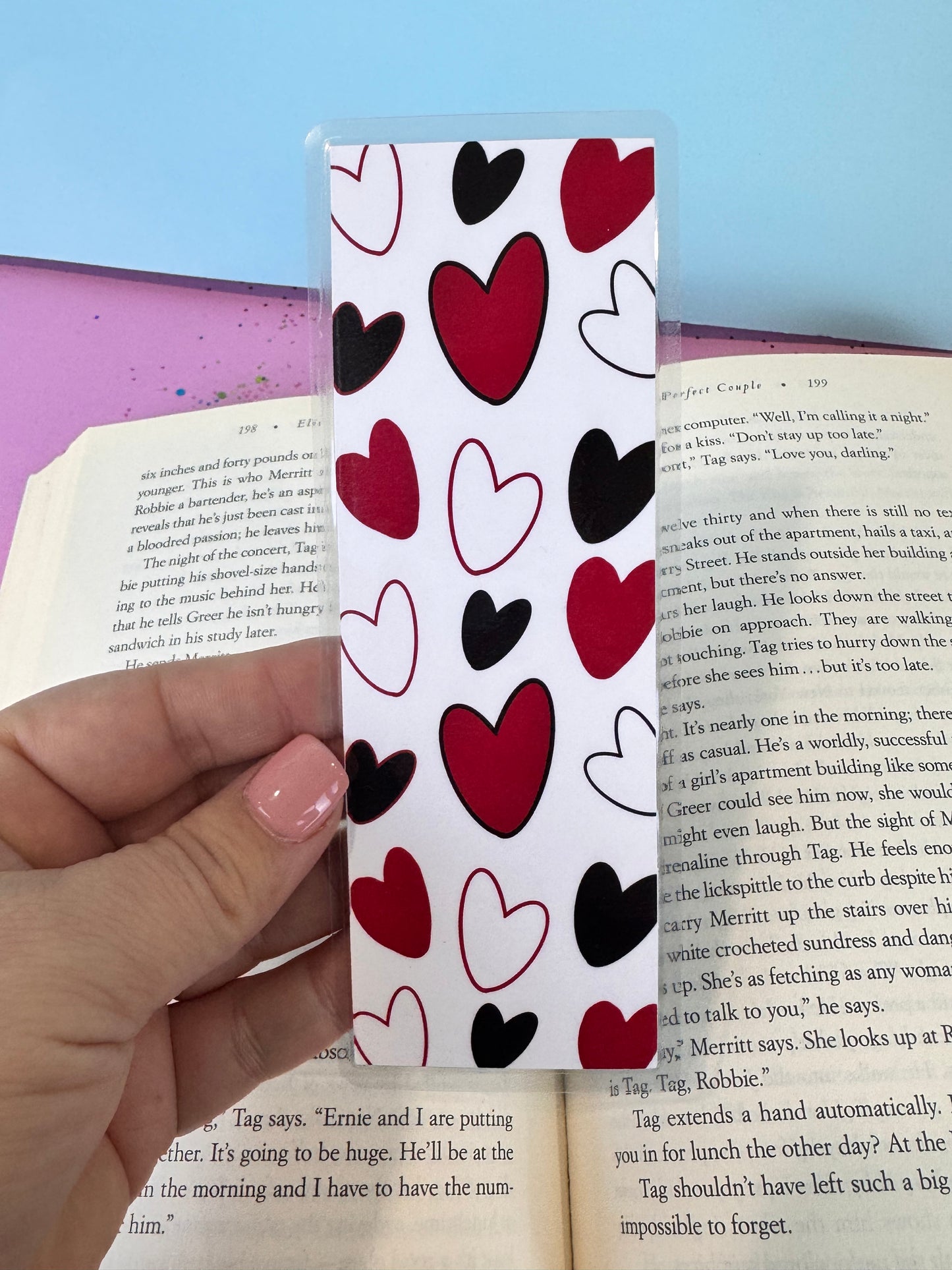 Black and Red Hearts Bookmarks