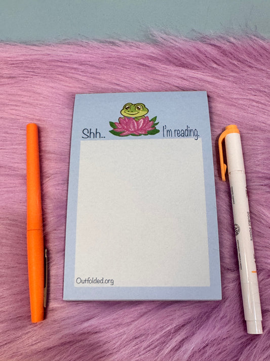 Notepads With Cute Designs, Frogs on Stationery, Shh... I'm Reading, Planner For Book Lover, List Maker, Organization, Original Design, 4x6