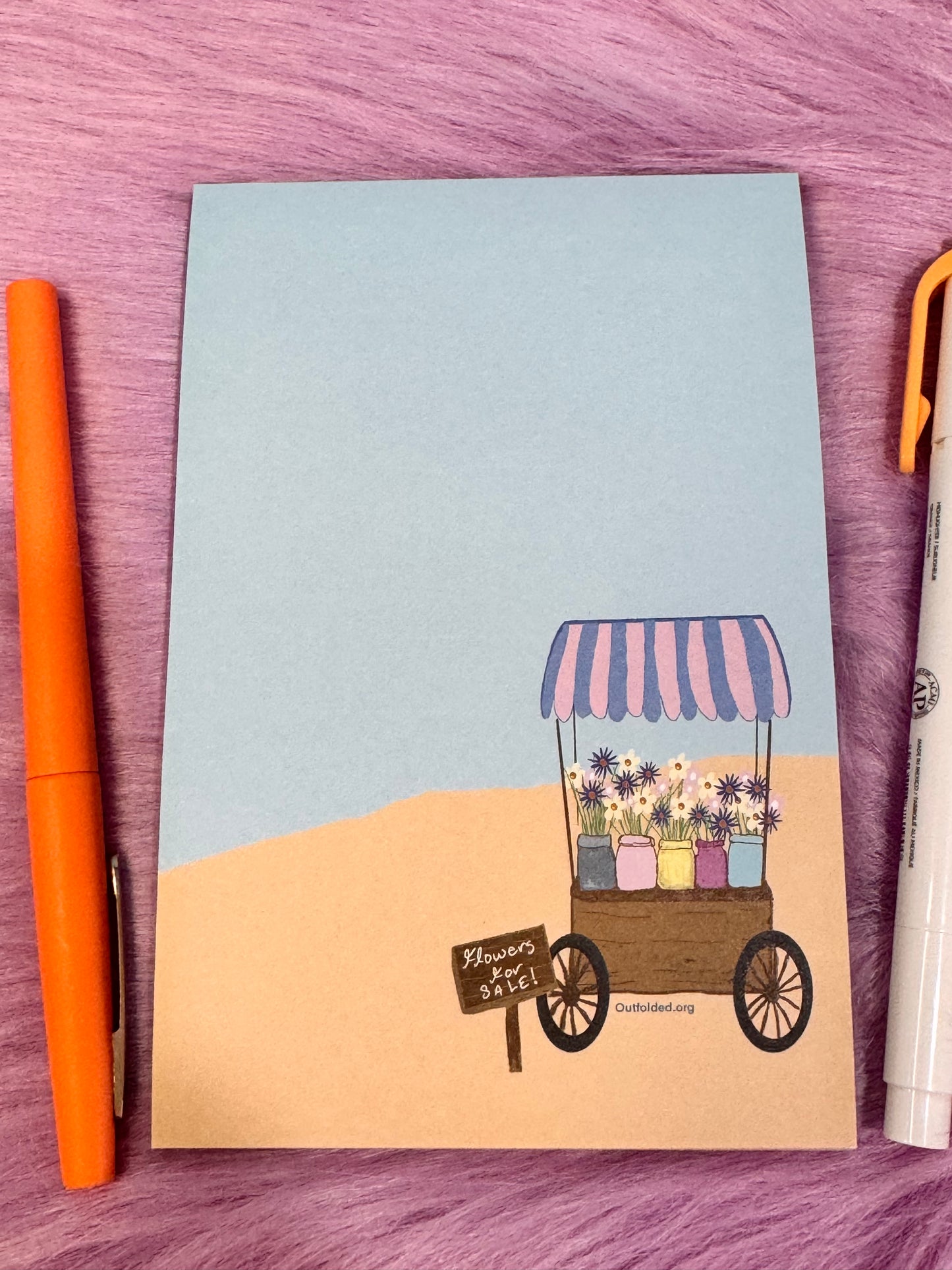 Notepads With Cute Designs, Flowers For Sale, Flower Cart, Sandy Beach List Maker, Organization, Get It Done, Cute Character, 4x6, Flowers