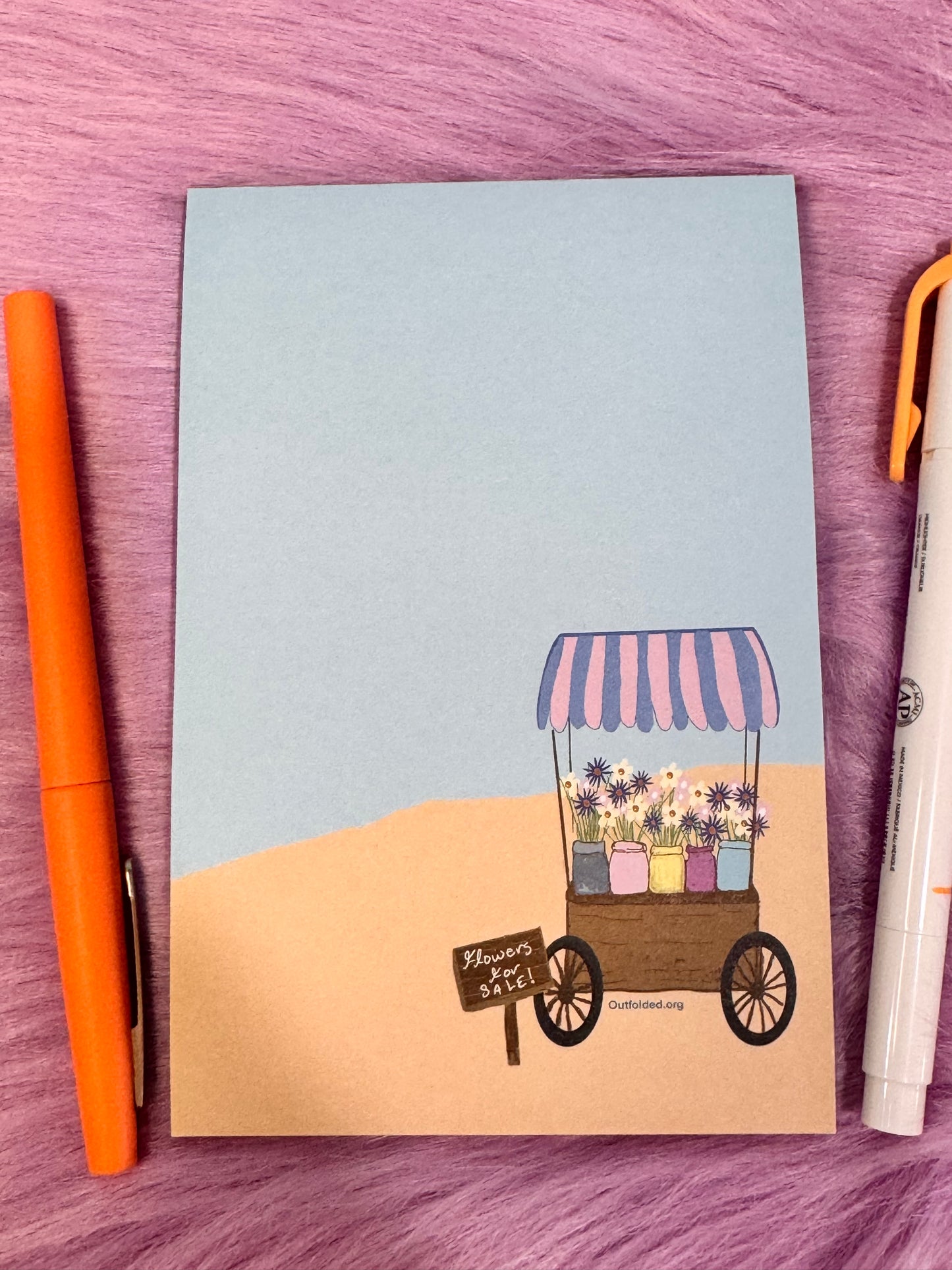Notepads With Cute Designs, Flowers For Sale, Flower Cart, Sandy Beach List Maker, Organization, Get It Done, Cute Character, 4x6, Flowers