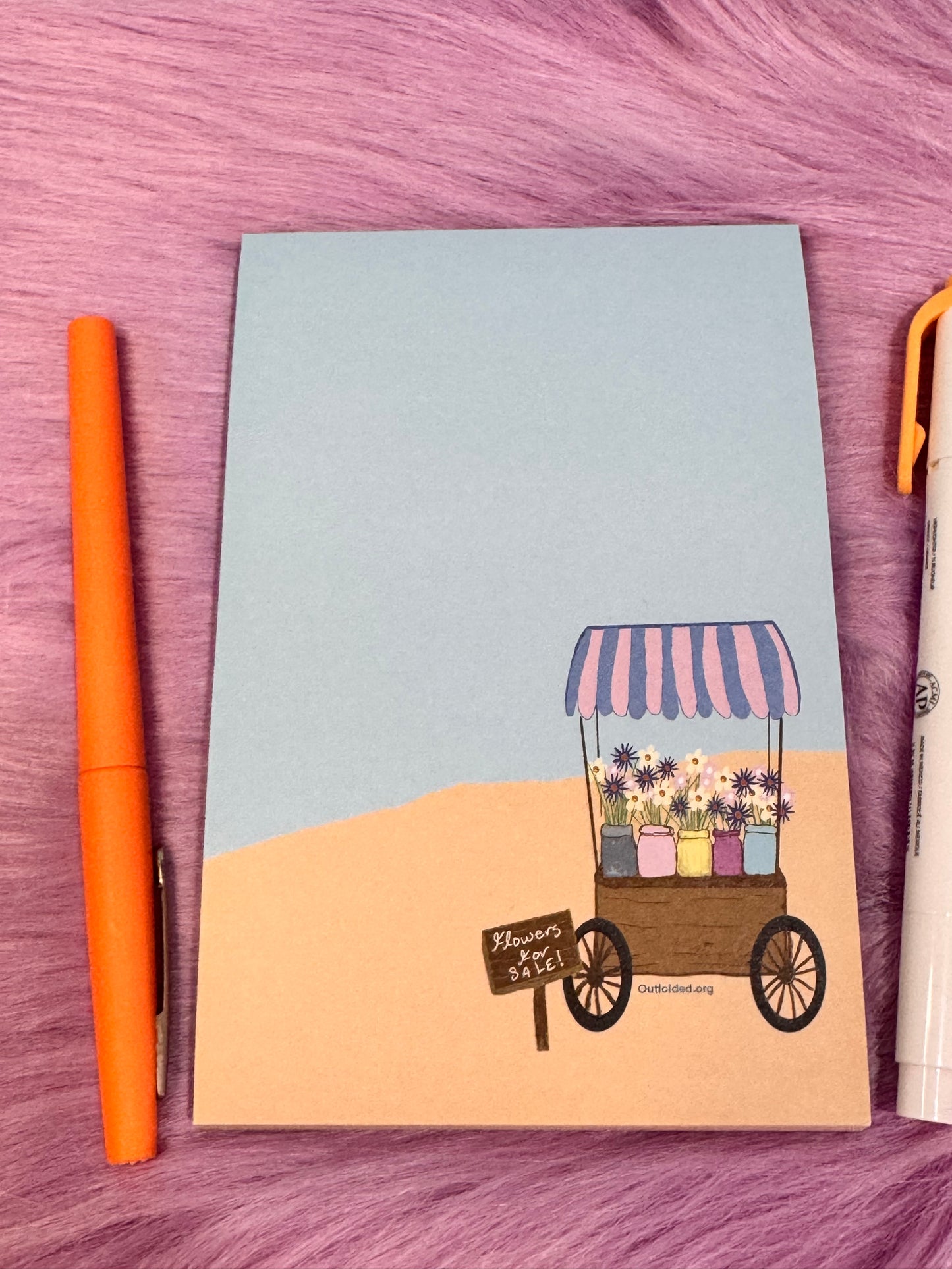 Notepads With Cute Designs, Flowers For Sale, Flower Cart, Sandy Beach List Maker, Organization, Get It Done, Cute Character, 4x6, Flowers
