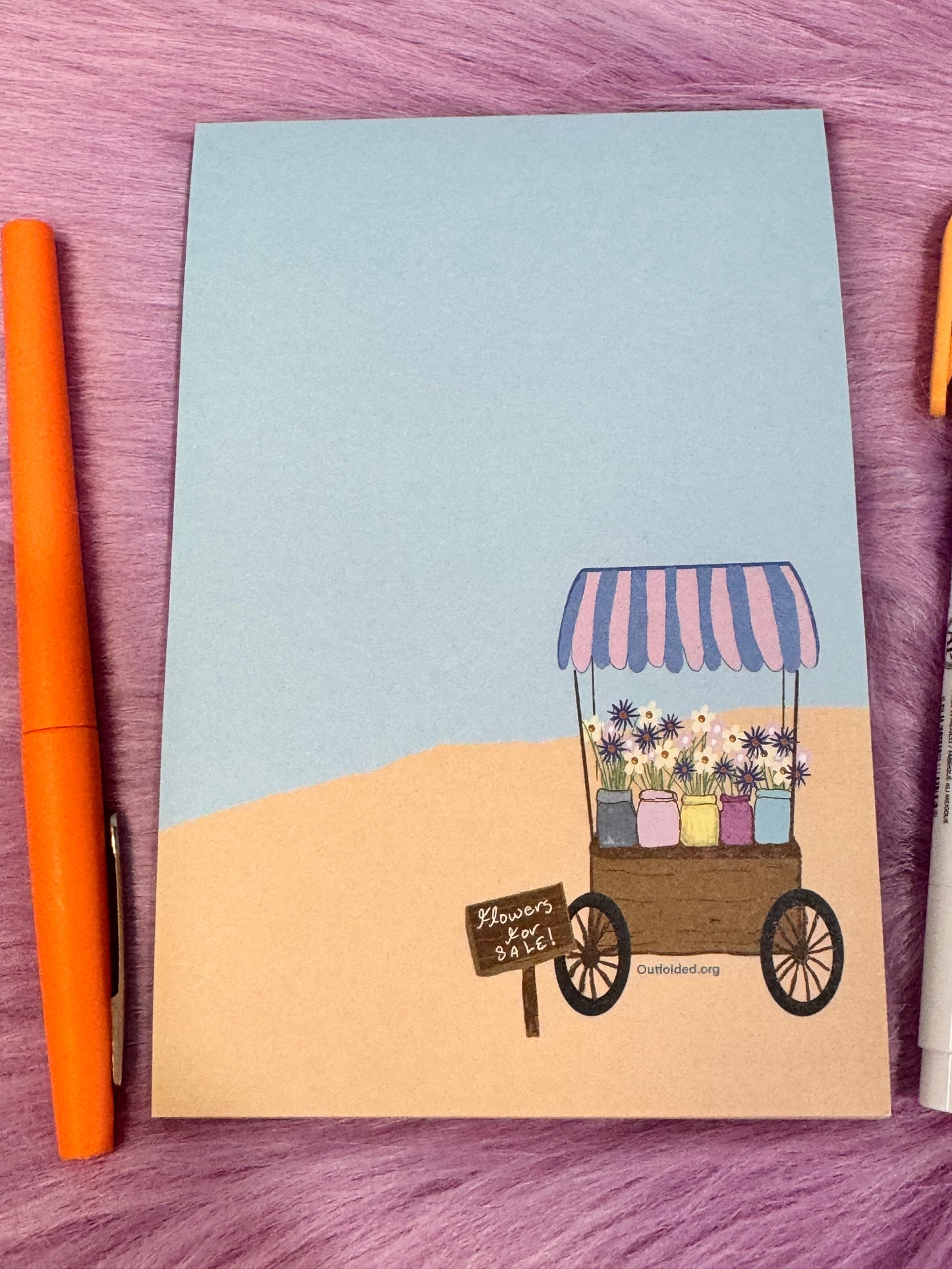 Notepads With Cute Designs, Flowers For Sale, Flower Cart, Sandy Beach List Maker, Organization, Get It Done, Cute Character, 4x6, Flowers