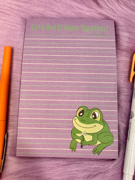 Notepads With Cute Designs, Frogs on Stationery, Make A Plan, Planner, List Maker, Organization, Get It Done, Cute Character, 4x6, Flowers
