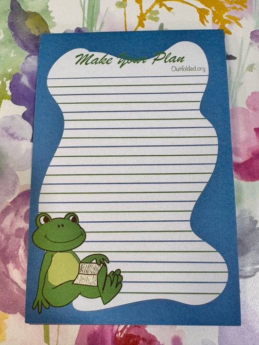 Notepads With Cute Designs, Frogs on Stationery, Make A Plan, Planner, List Maker, Organization, Original Design, Cute Character, 4x6