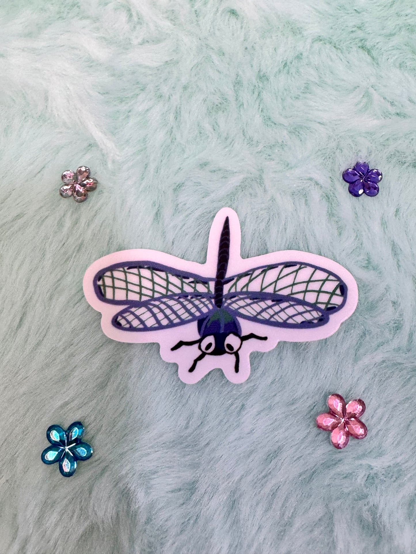 Dragonfly Vinyl Sticker, Cute Dragonfly Character, Sticker for Water Bottle, Phone Case, Kindle, Scrapbook