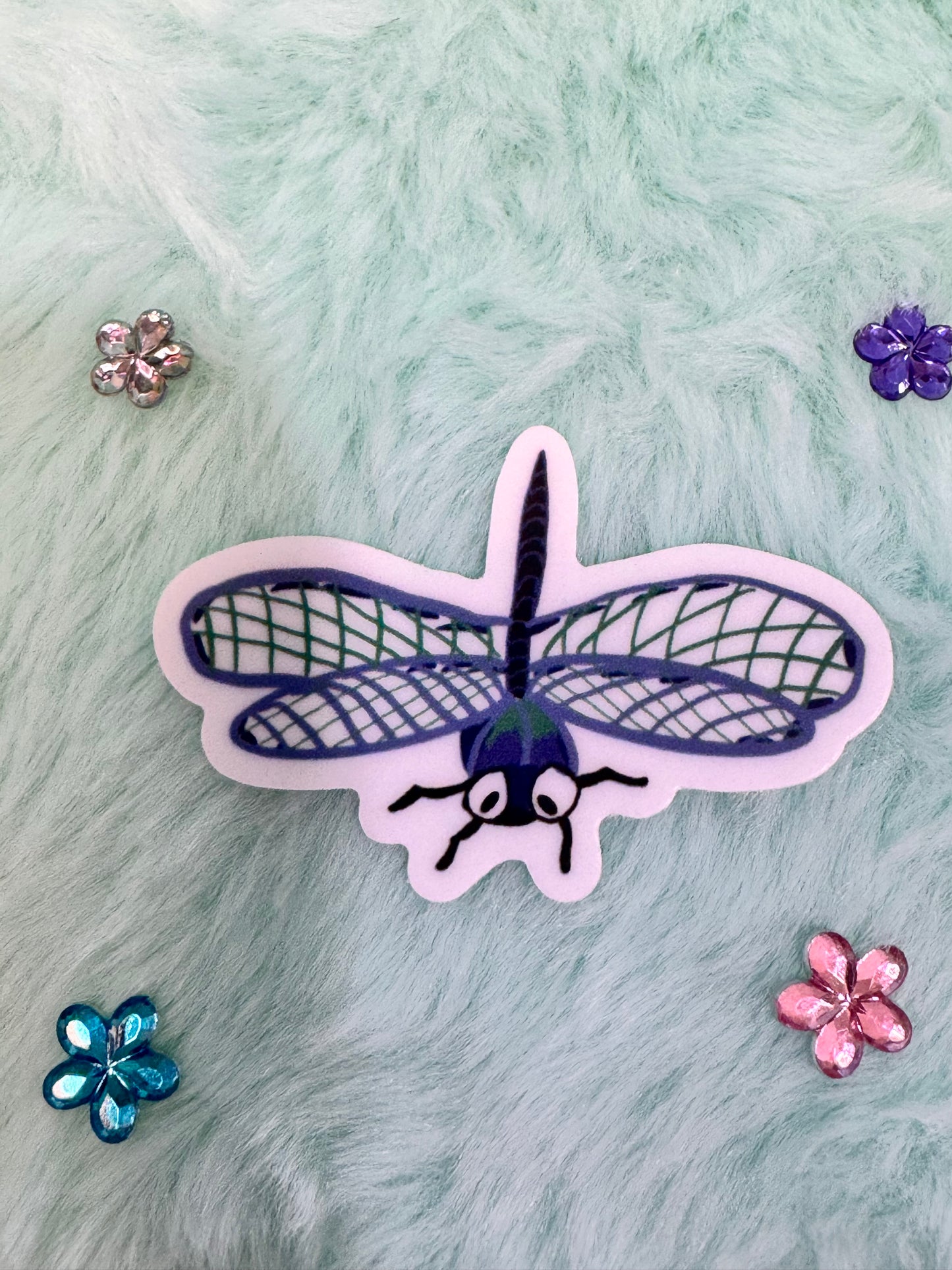 Dragonfly Vinyl Sticker, Cute Dragonfly Character, Sticker for Water Bottle, Phone Case, Kindle, Scrapbook