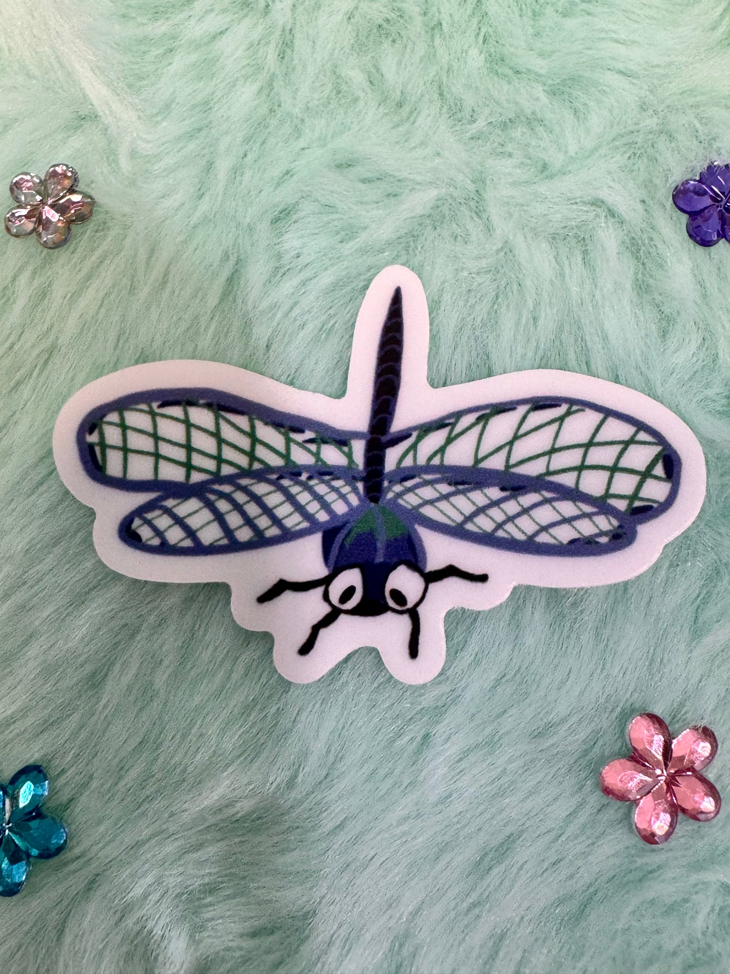 Dragonfly Vinyl Sticker, Cute Dragonfly Character, Sticker for Water Bottle, Phone Case, Kindle, Scrapbook