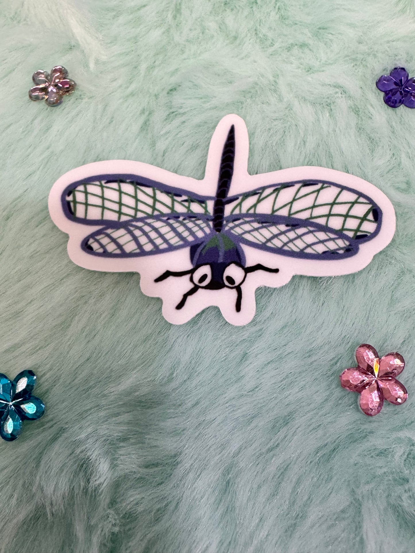 Dragonfly Vinyl Sticker, Cute Dragonfly Character, Sticker for Water Bottle, Phone Case, Kindle, Scrapbook