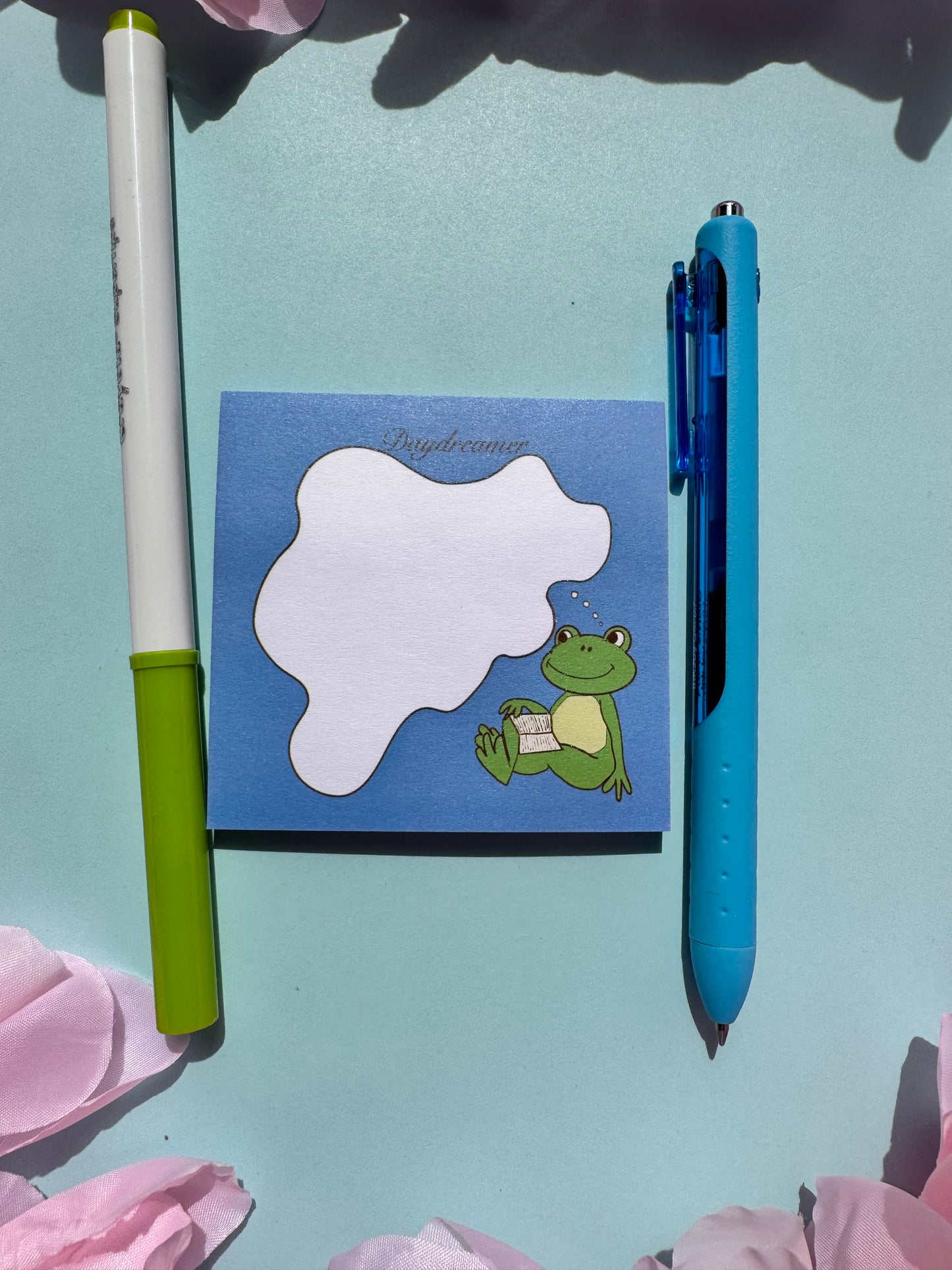Daydreaming Frog Reading A Book Sticky Note, For Readers, Post A Note, Notepads For Dreamers, Hand Drawn Notepad