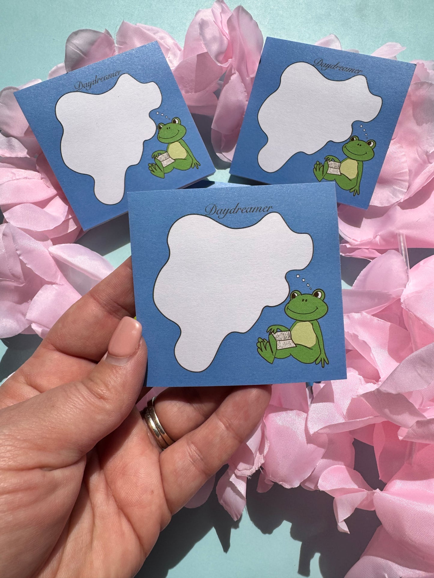 Daydreaming Frog Reading A Book Sticky Note, For Readers, Post A Note, Notepads For Dreamers, Hand Drawn Notepad