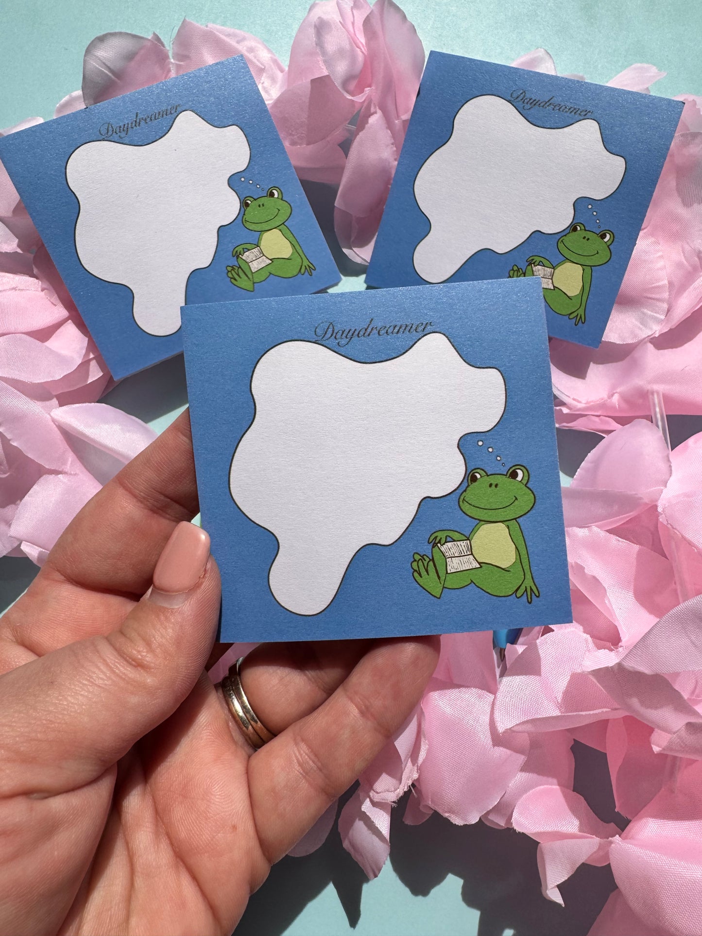 Daydreaming Frog Reading A Book Sticky Note, For Readers, Post A Note, Notepads For Dreamers, Hand Drawn Notepad