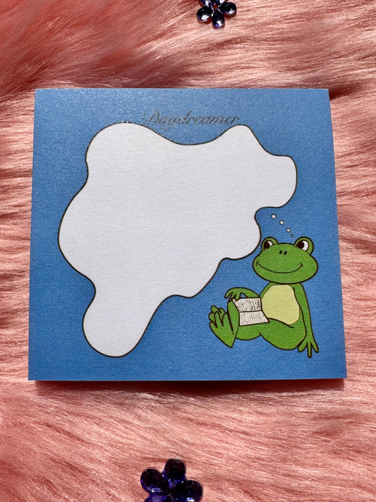 Daydreaming Frog Reading A Book Sticky Note, For Readers, Post A Note, Notepads For Dreamers, Hand Drawn Notepad