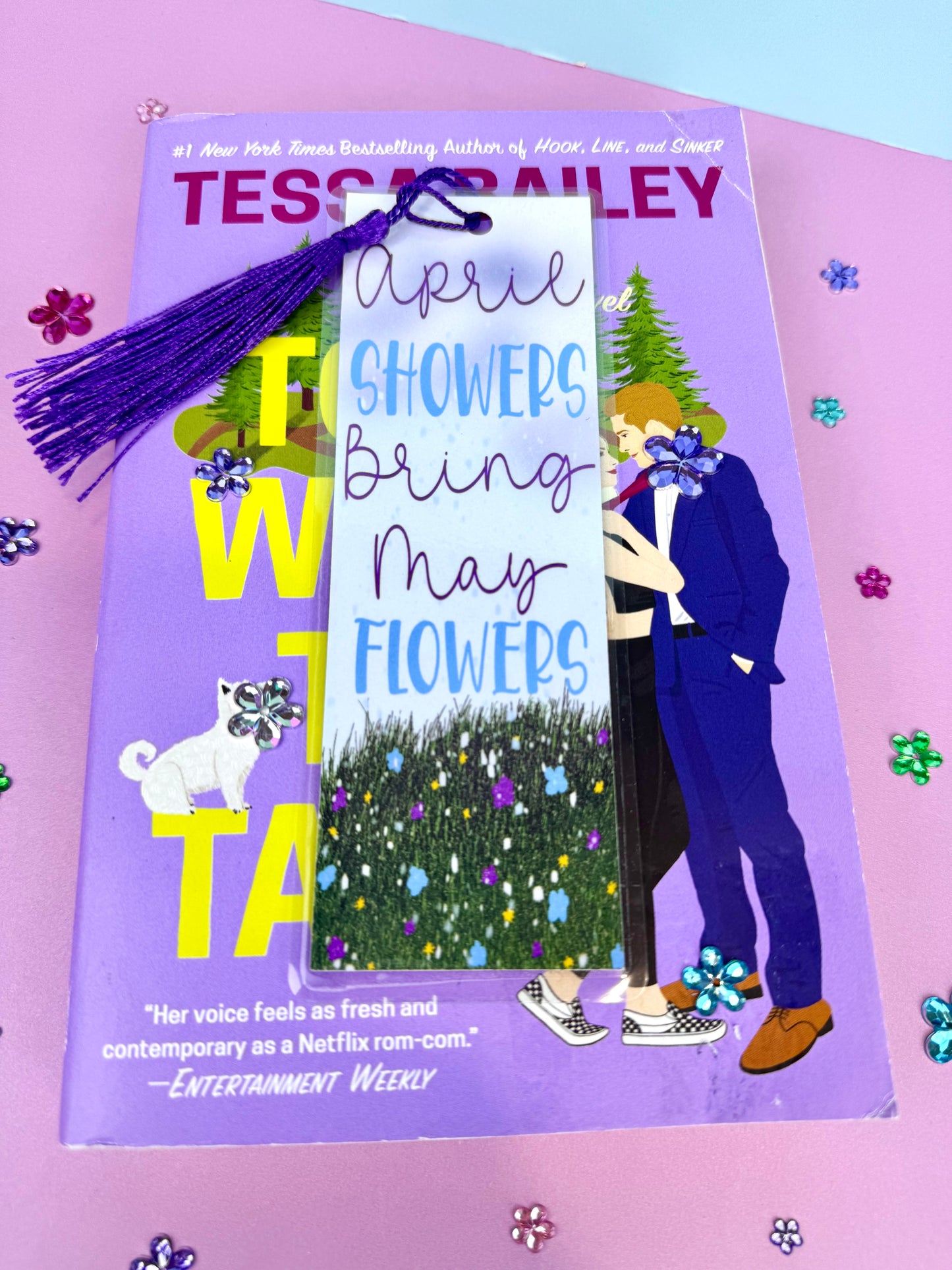 April Showers Bring May Flowers Hand Drawn Laminated Bookmark