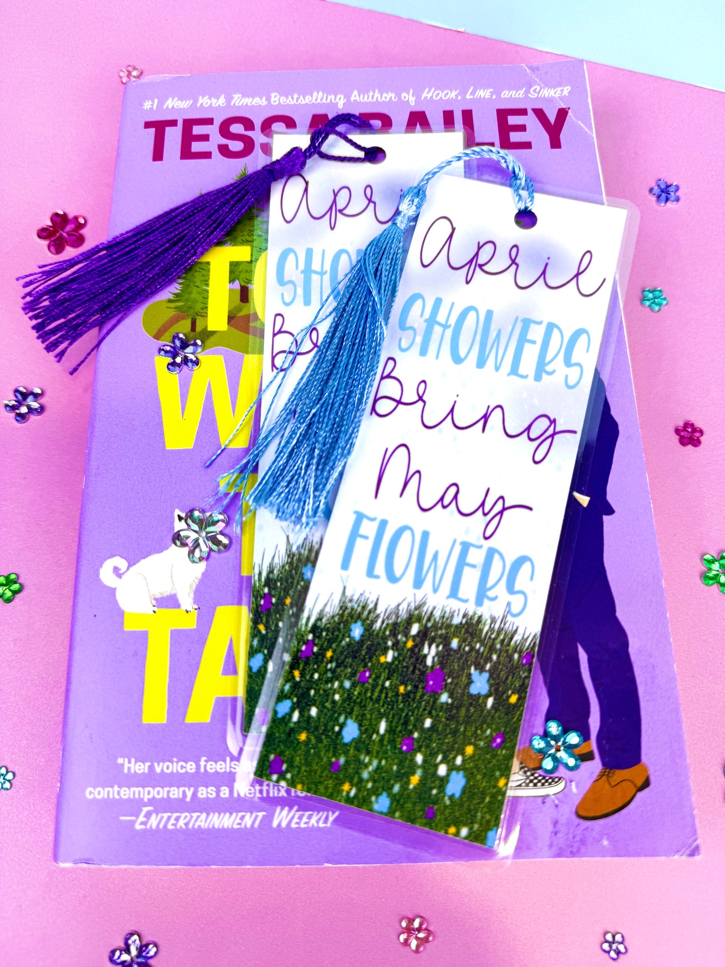 April Showers Bring May Flowers Hand Drawn Laminated Bookmark