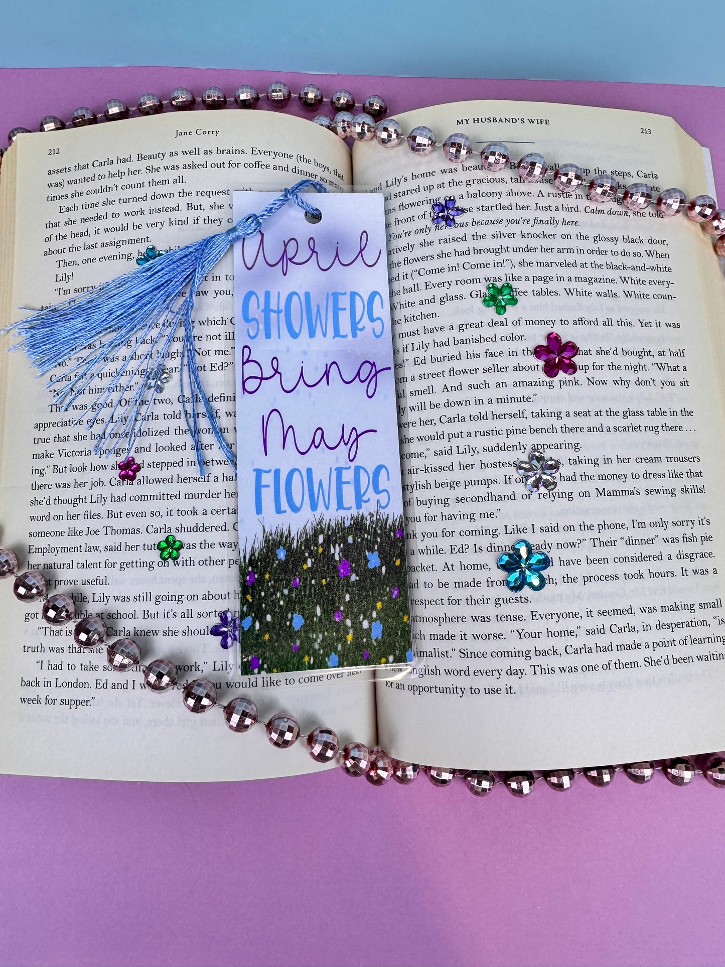 April Showers Bring May Flowers Hand Drawn Laminated Bookmark