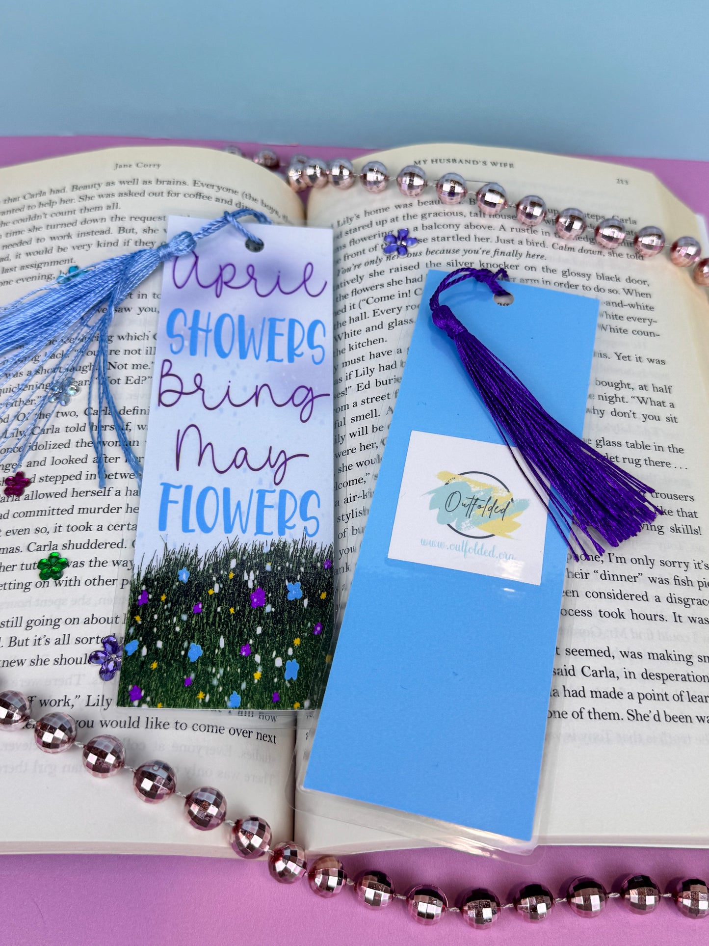 April Showers Bring May Flowers Hand Drawn Laminated Bookmark