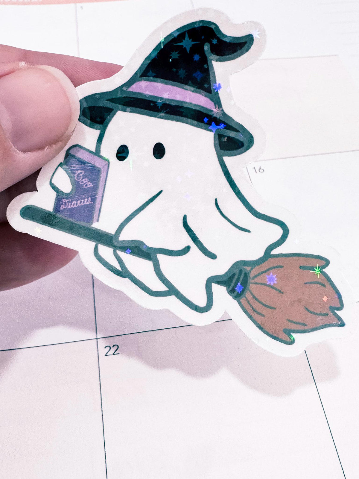 Reading Ghost Holographic Sticker | Bookish Halloween Sticker