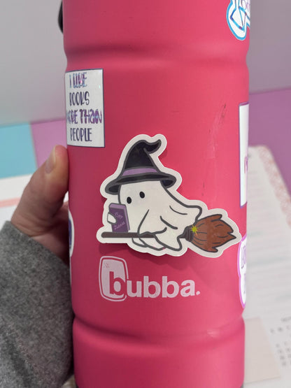Reading Ghost Holographic Sticker | Bookish Halloween Sticker