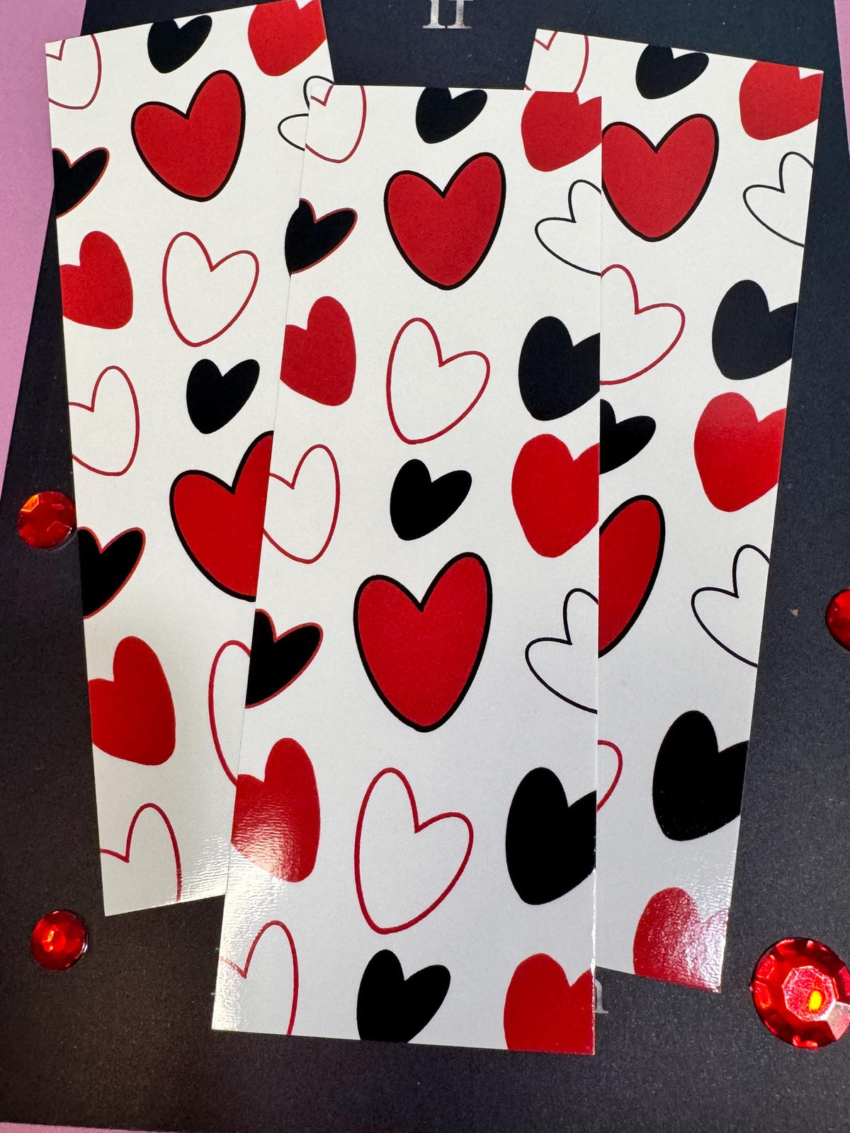 Red & Black Hearts Laminated Bookmark | Queen of Hearts