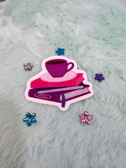 Coffee & Books Sticker | Hand-Drawn Vinyl Decal