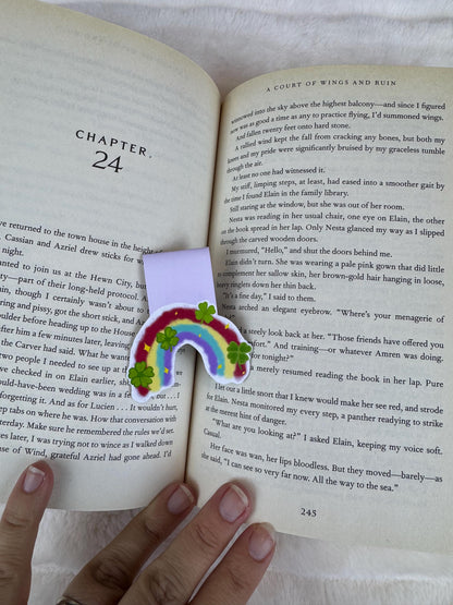 Rainbow and Lucky Clover Magnetic Bookmark