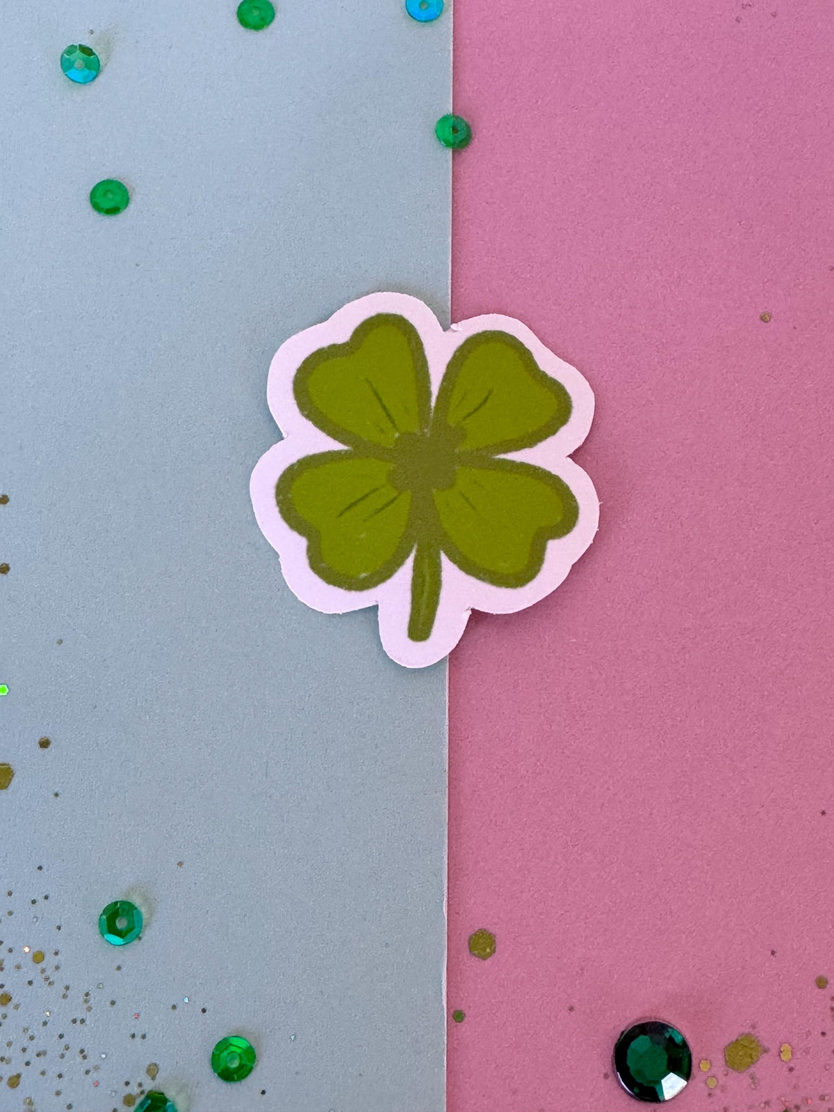 4 Leaf Clover Sticker, Hand Drawn Shamrock, Holographic Planner Journal (1.5x1.5 Inch)