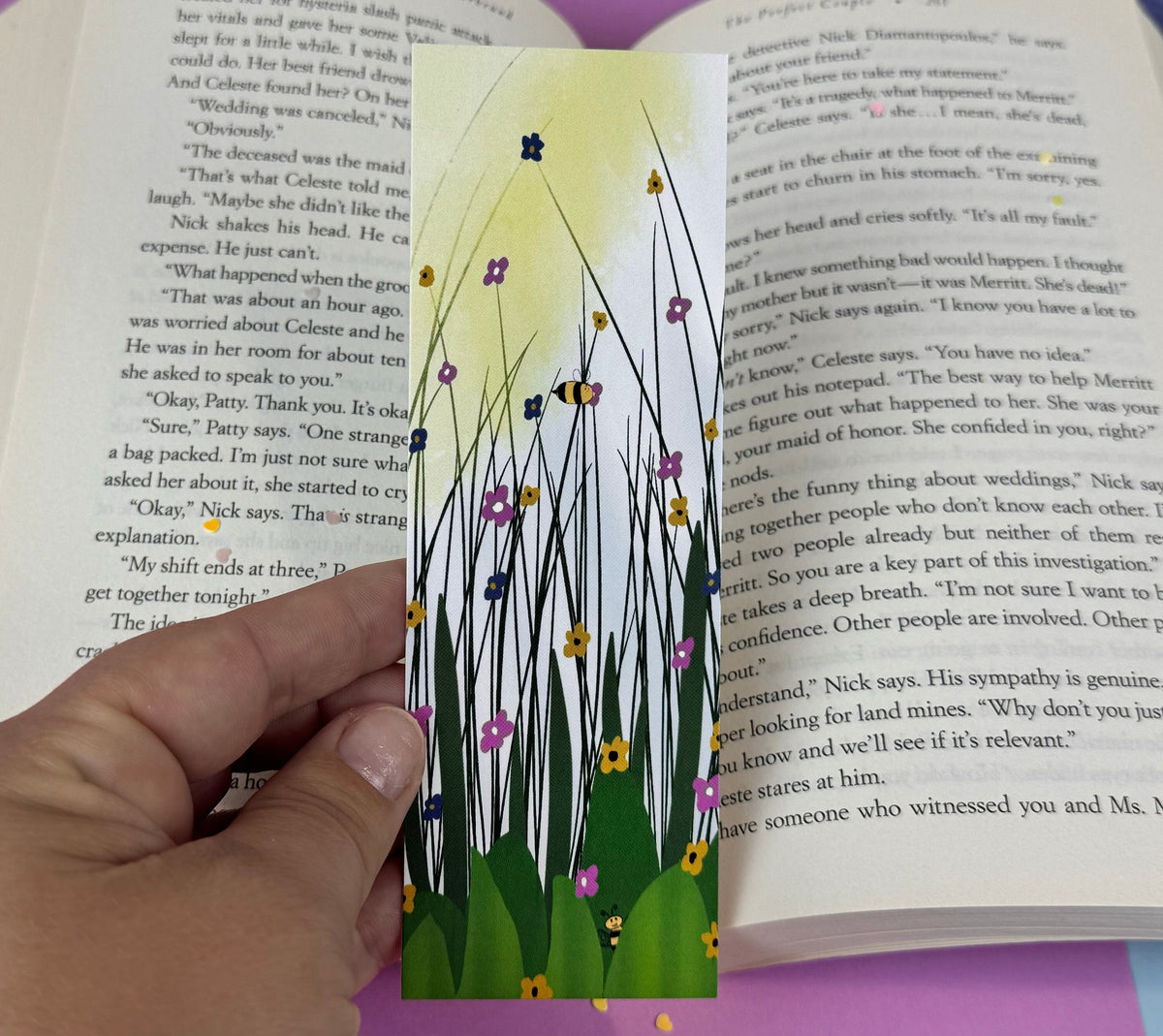 Bumblebee & Wildflower Meadow Laminated Bookmark