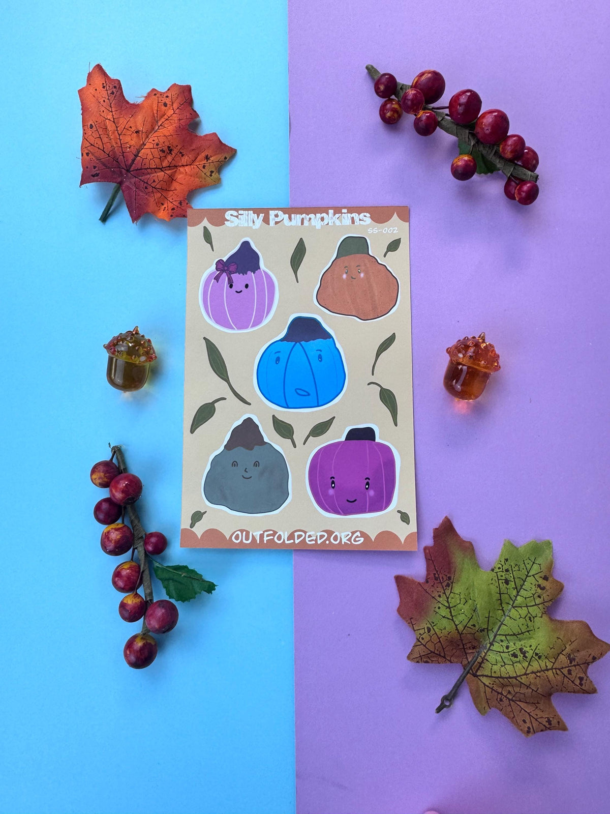 Silly Pumpkins Sticker Sheet - 5 Fun Pumpkin Designs for Scrapbooking, Agendas, Journals, & Playful Labels