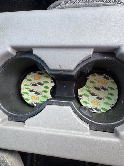 St. Patrick's Day Car Coasters | Beer Mug Four Leaf Clover Design | Set of 2