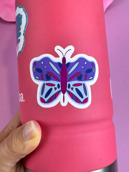 Purple Butterfly Sticker | Hand-Drawn Vinyl Sticker