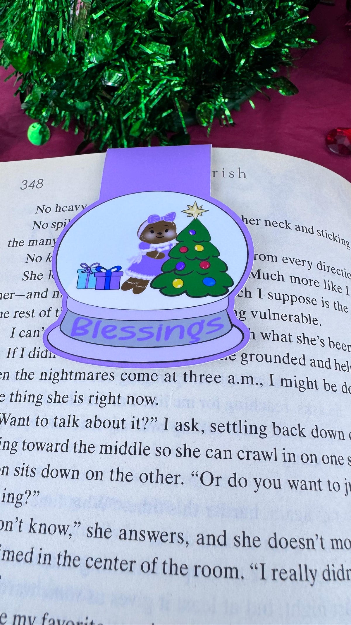 Sweet Gingerbread Snowglobe Magnetic Bookmark - Bookmark For Christmas Readers