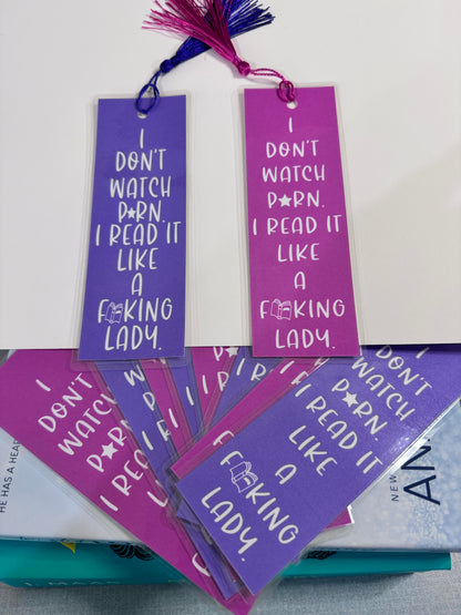 Smut Lovers Bookmark, Funny Adult Page Saver, 1 Bookmark in Purple or Pink
