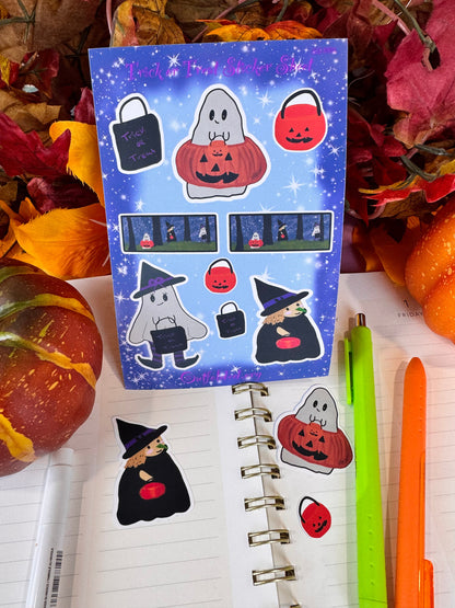 Halloween Trick-or-Treating Buddies Sticker Sheet | 9 Stickers