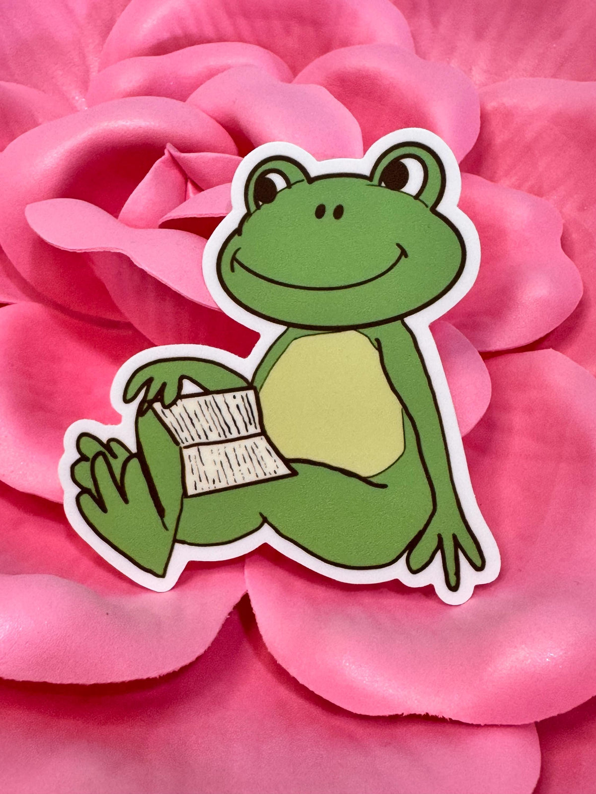 Relaxing Reading Frog Sticker | Vinyl Decal