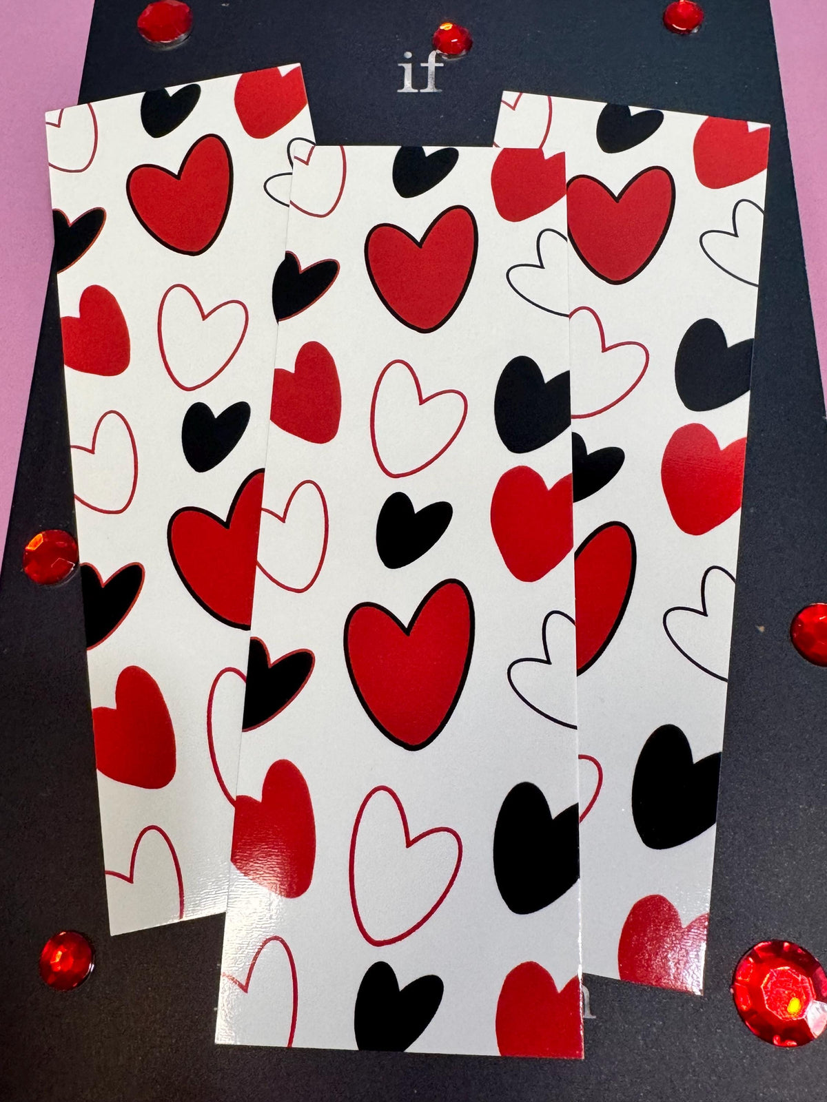 Red & Black Hearts Laminated Bookmark | Queen of Hearts