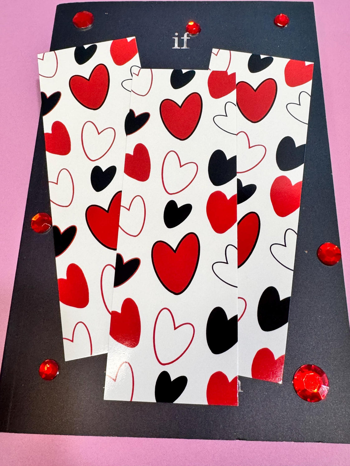 Red & Black Hearts Laminated Bookmark | Queen of Hearts