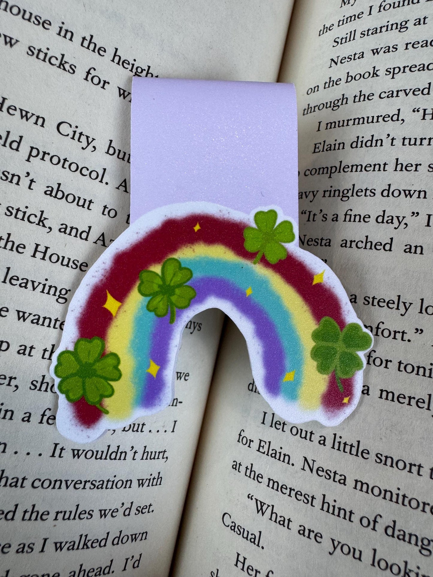 Rainbow and Lucky Clover Magnetic Bookmark