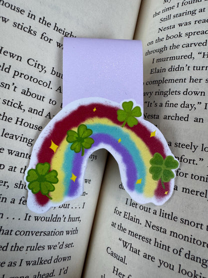 Rainbow and Lucky Clover Magnetic Bookmark