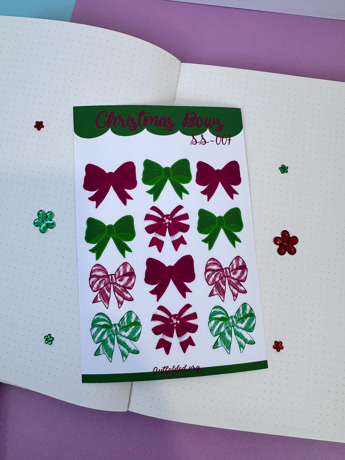 Pretty Bows Sticker Sheet | Christmas Planner Stickers