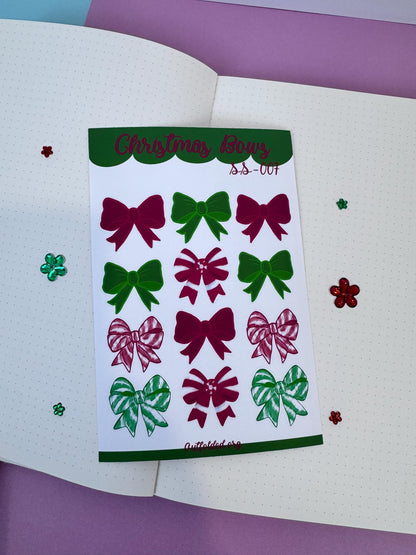 Pretty Bows Sticker Sheet | Christmas Planner Stickers