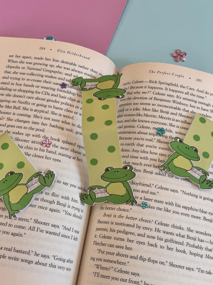 Mr. Downtime Reading Frog Magnetic Bookmark