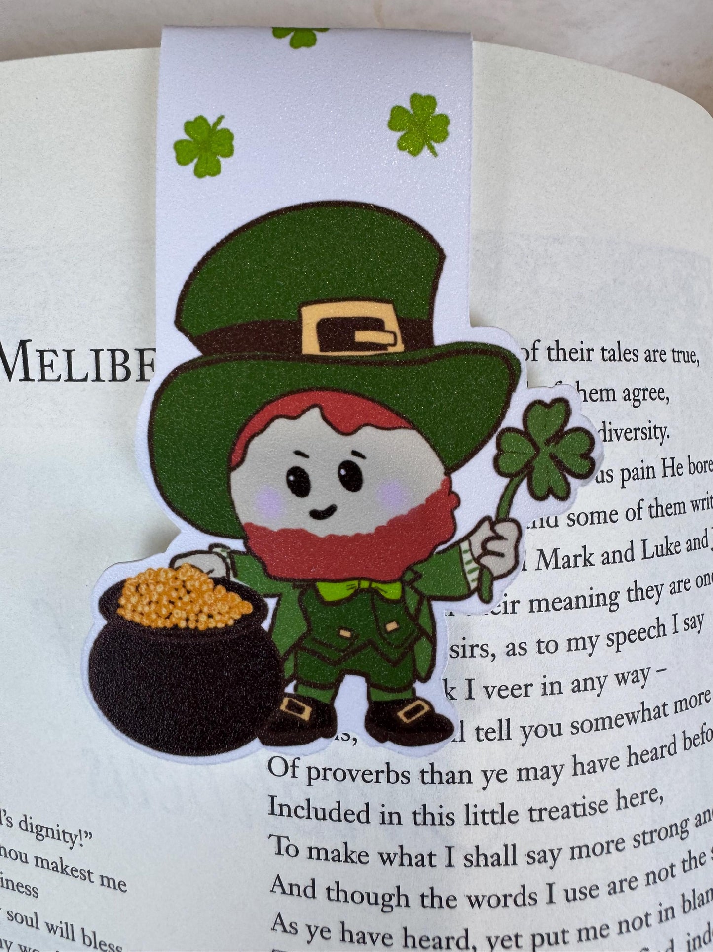 Luck Of The Irish Magnetic Bookmark - Leprechaun with his lucky pot of gold