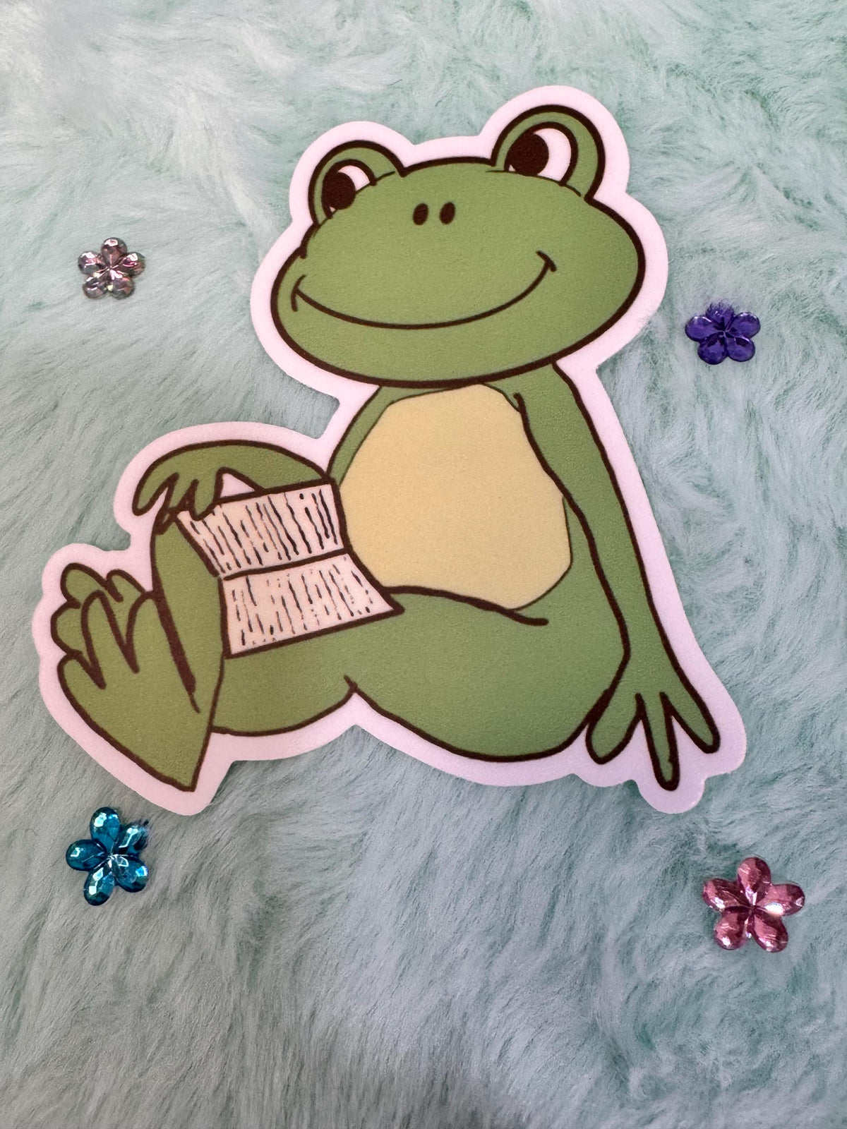 Relaxing Reading Frog Sticker | Vinyl Decal