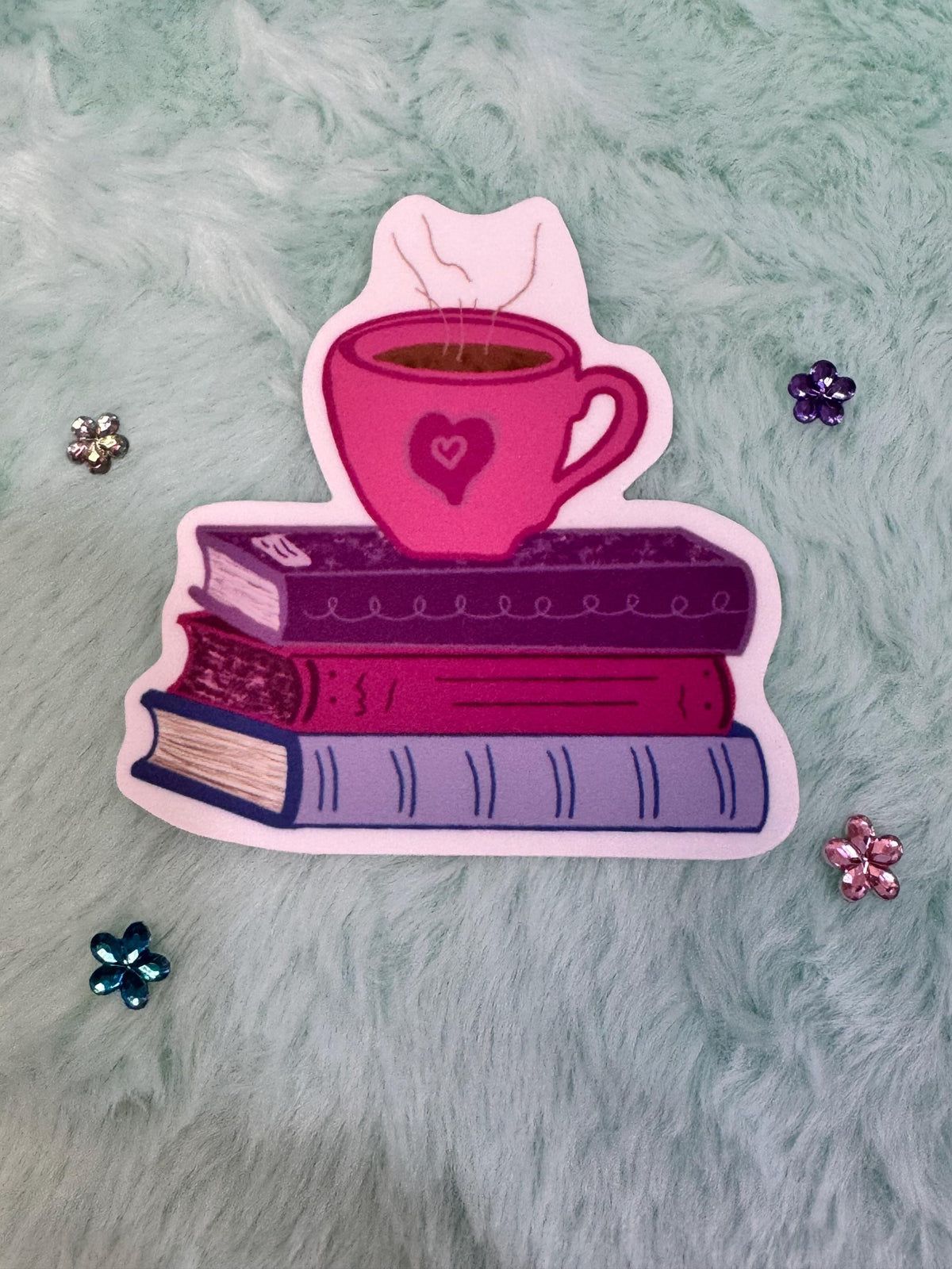 Books and Coffee Vinyl Sticker | Hand-Drawn Reader Gift