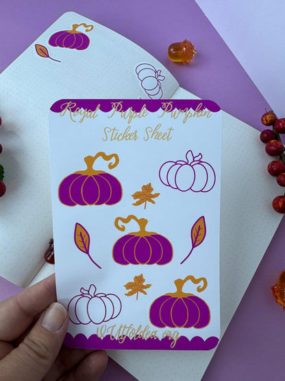 Royal Purple Pumpkin Sticker Sheet For Fall Planner Pages and Agendas For The Autumn Season