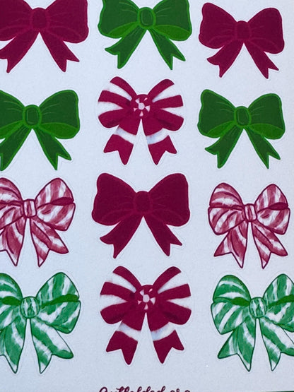 Pretty Bows Sticker Sheet | Christmas Planner Stickers