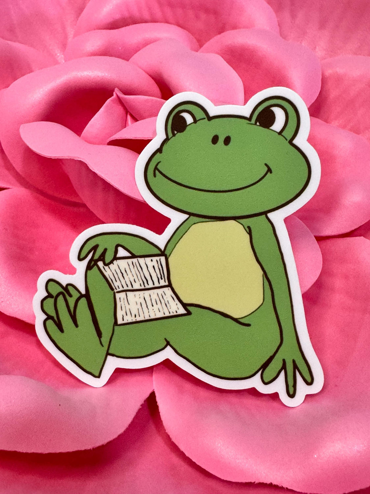 Relaxing Reading Frog Sticker | Vinyl Decal