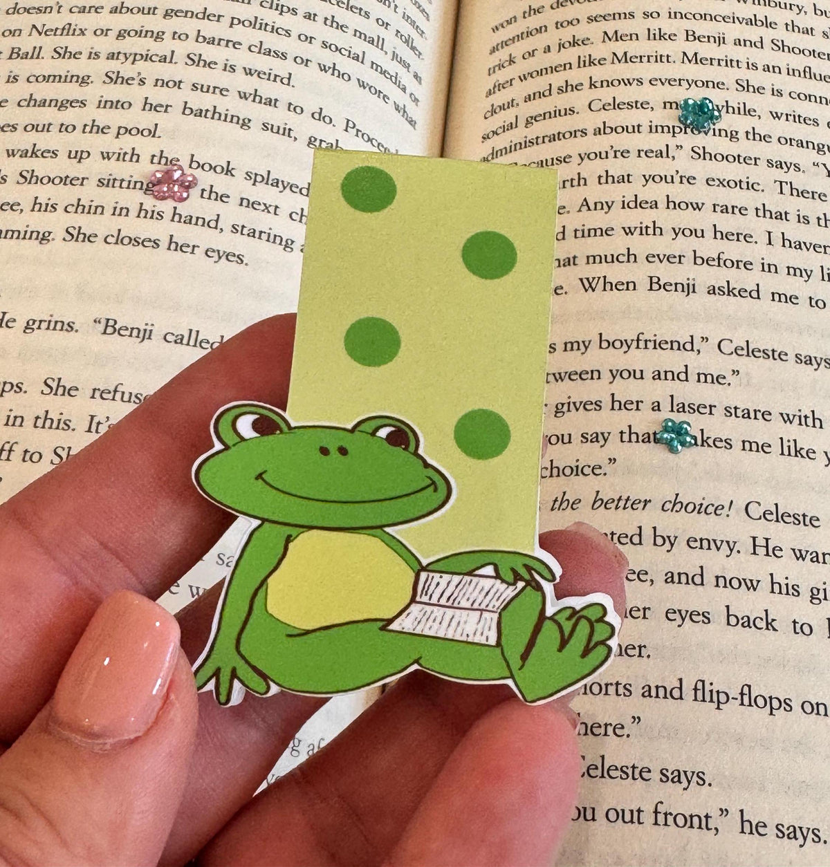Mr. Downtime Reading Frog Magnetic Bookmark
