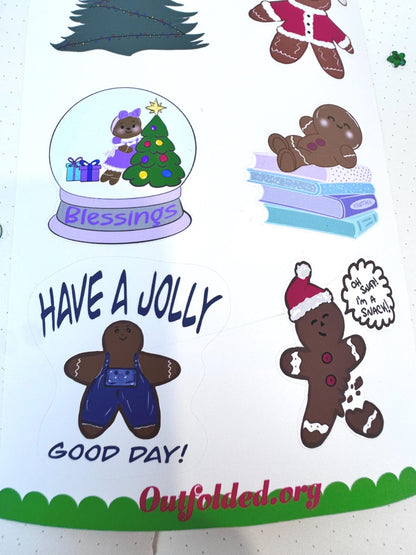 Winter Season Holiday Planner Stickers Featuring Gingerbread Men and Women- Sticker Sheet