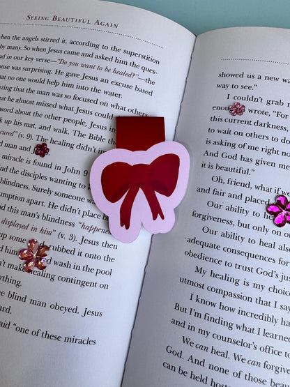 Red Bow Magnetic Bookmark